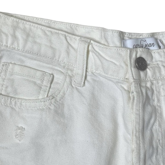 CJLA Carly Jean Los Angeles White Denim Shorts S Distressed Raw Hem Button Fly - Picture 3 of 8
